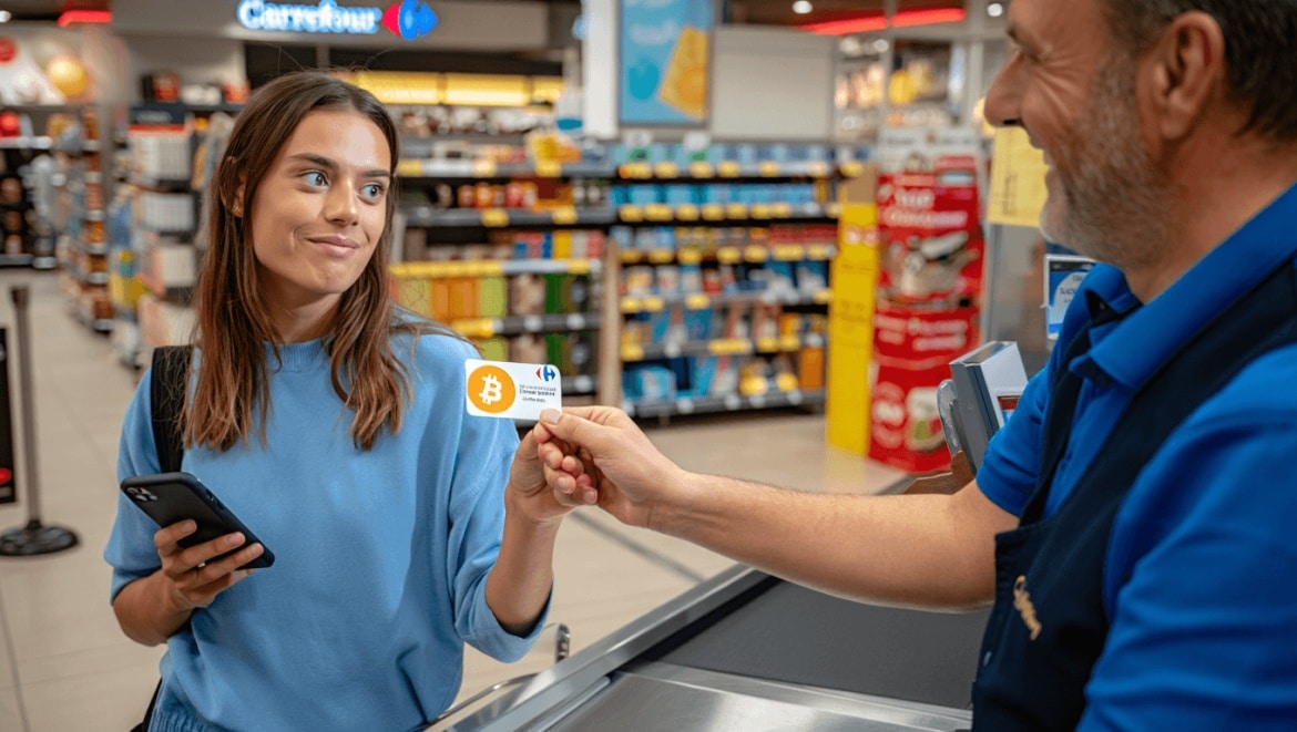 Carrefour : on peut acheter des bitcoins Cryptonow au supermarché avec une carte cadeau
