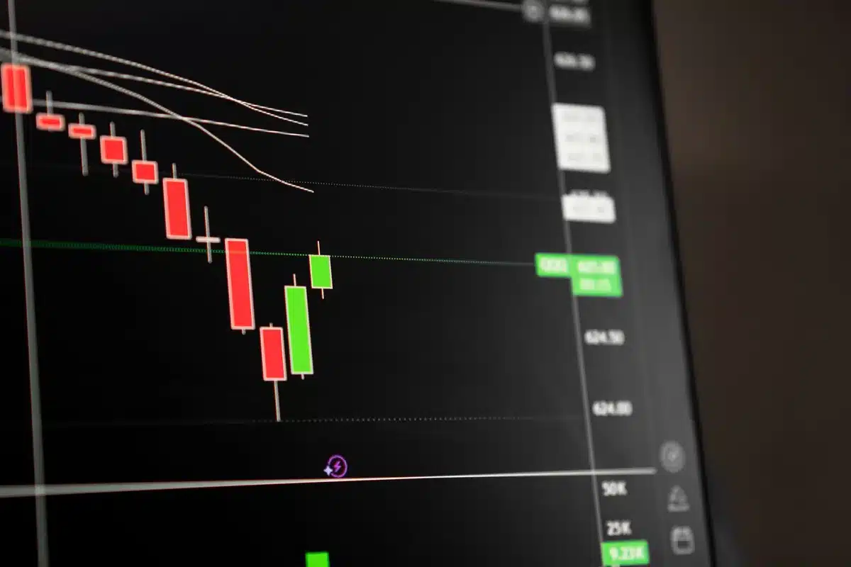 Graphique de prix avec niveaux de support et résistance marqués, montrant l'analyse technique