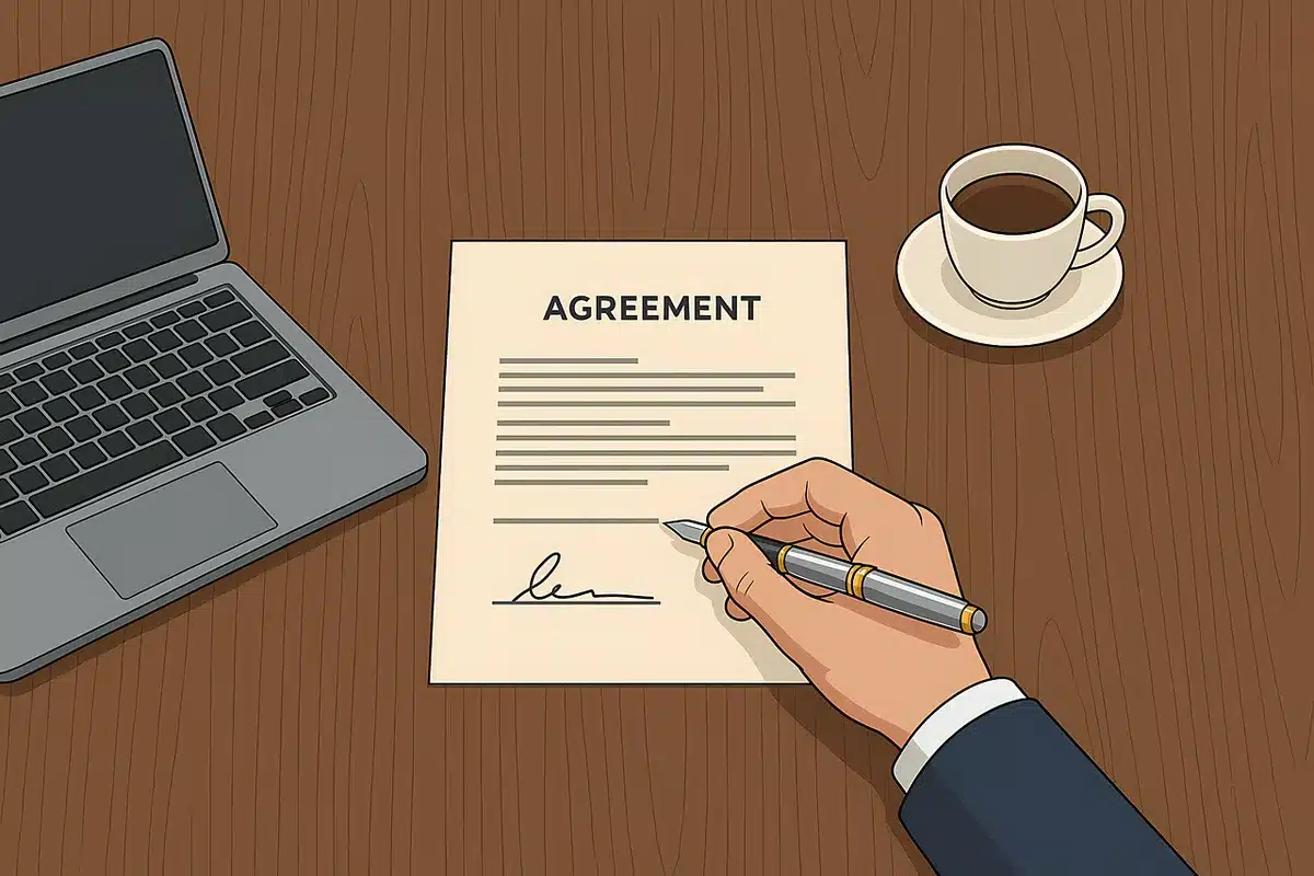 Papiers et actes sur une table illustrant la distinction entre bien propre et bien commun